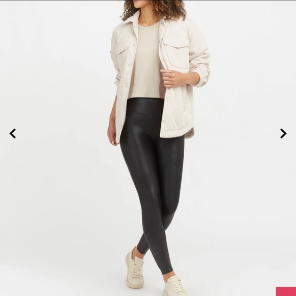 SPANXS FAUX LEATHER LEGGINGS BLACK SIZE MEDIUM - Picture 1 of 6